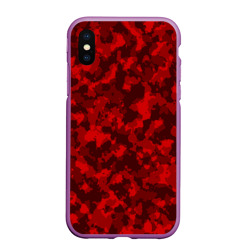 Чехол для iPhone XS Max матовый Красный камуфляж