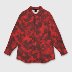 Женская рубашка oversize 3D Красный камуфляж