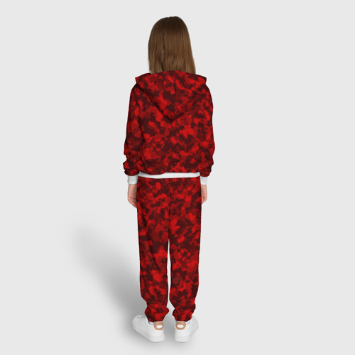 Детский 3D костюм с принтом Красный камуфляж, вид сзади #2