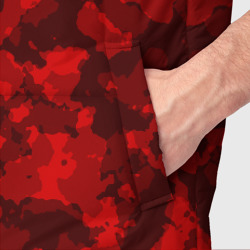 Жилет с принтом Красный камуфляж для мужчины, вид на модели спереди №4. Цвет основы: черный