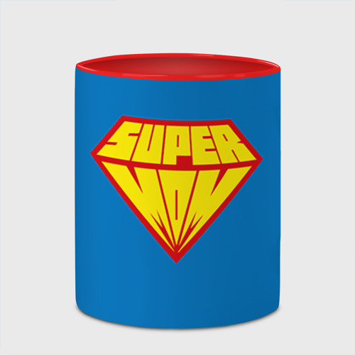 Кружка с полной запечаткой Супермама, цвет белый + красный - фото 4