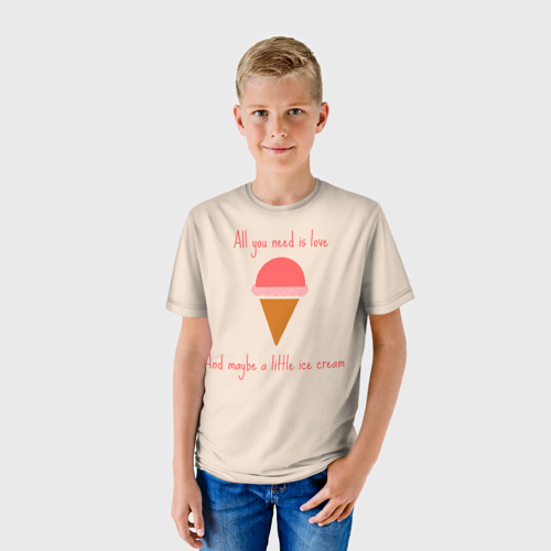 Детская футболка 3D All you need is love, цвет 3D печать - фото 3