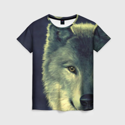 Женская футболка 3D Серый волк