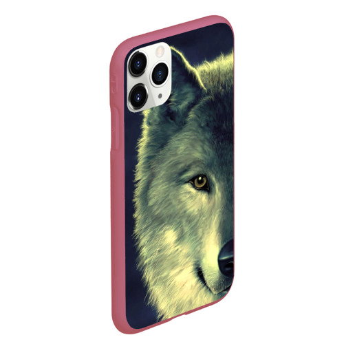 Чехол для iPhone 11 Pro Max матовый Серый волк, цвет малиновый - фото 3