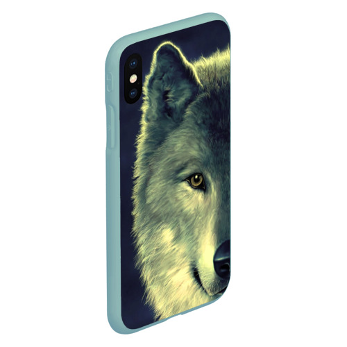 Чехол для iPhone XS Max матовый Серый волк, цвет мятный - фото 3