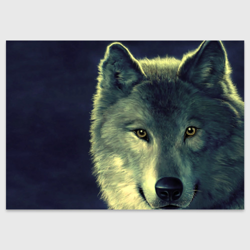 Поздравительная открытка с принтом Серый волк, вид спереди №1
