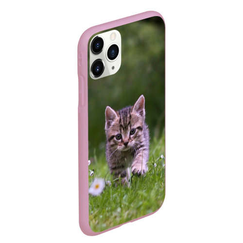 Чехол для iPhone 11 Pro Max матовый Котенок на траве, цвет розовый - фото 3