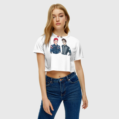 Женская футболка Crop-top 3D 21 Pilots, цвет 3D печать - фото 3