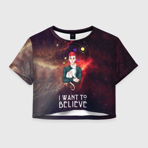 Женская футболка Crop-top 3D I want to believe, цвет 3D печать