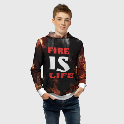 Детская толстовка 3D Fire is life (Огонь это жизнь), цвет белый - фото 6