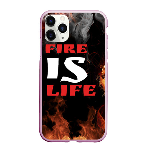 Чехол для iPhone 11 Pro Max матовый Fire is life (Огонь это жизнь), цвет розовый