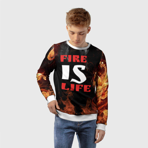 Детский свитшот 3D Fire is life (Огонь это жизнь), цвет 3D печать - фото 3