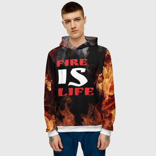 Мужская толстовка 3D Fire is life (Огонь это жизнь), цвет белый - фото 3