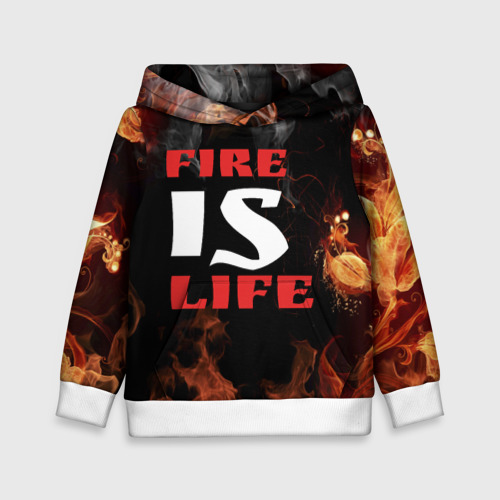 Детская толстовка 3D Fire is life (Огонь это жизнь), цвет белый