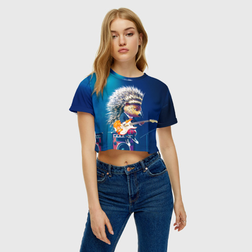 Женская футболка Crop-top 3D Животный рок, цвет 3D печать - фото 4