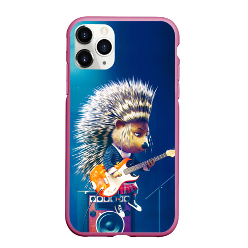 Чехол для iPhone 11 Pro Max матовый Животный рок, цвет малиновый
