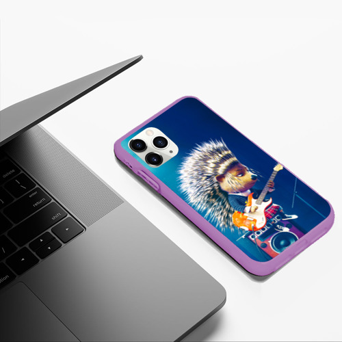Чехол для iPhone 11 Pro Max матовый Животный рок, цвет фиолетовый - фото 5