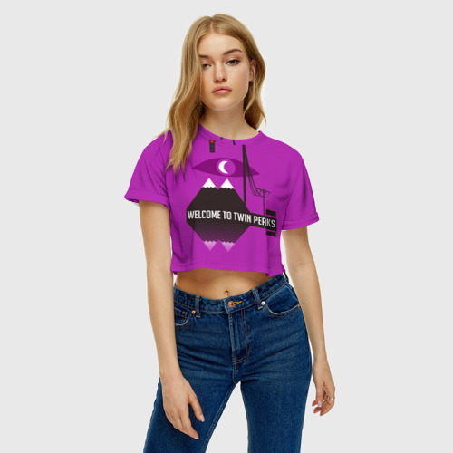 Женская футболка Crop-top 3D Welcome, цвет 3D печать - фото 4