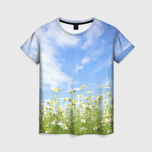 Женская футболка 3D Ромашковое поле, цвет 3D печать