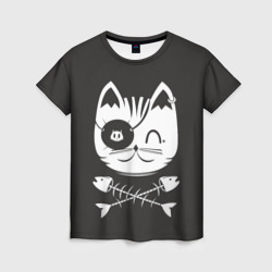Женская футболка 3D Кот пират