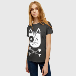 Женская футболка 3D Кот пират - фото 2