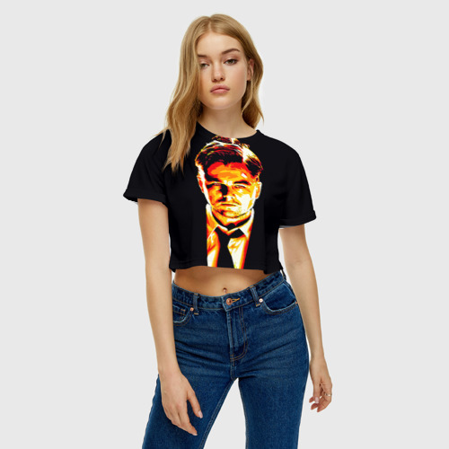 Женская футболка Crop-top 3D Леонардо ДиКаприо, цвет 3D печать - фото 3