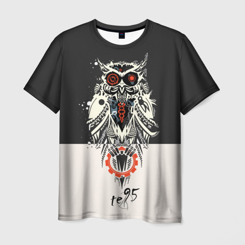 Мужская футболка с принтом Owl, вид спереди №1