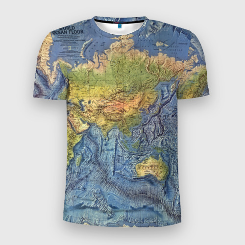 Мужская футболка 3D Slim с принтом Карта, вид спереди #2