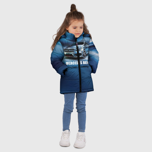 Зимняя куртка для девочек 3D Мерседес Бенц, цвет светло-серый - фото 5