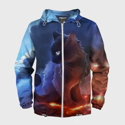 Мужская ветровка 3D Night cat