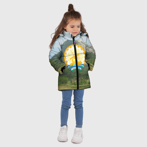 Зимняя куртка для девочек 3D Башкортостан, цвет светло-серый - фото 5