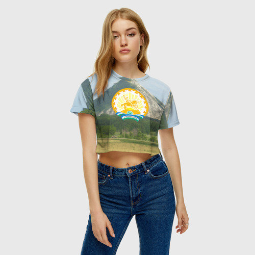 Женская футболка Crop-top 3D Башкортостан, цвет 3D печать - фото 3