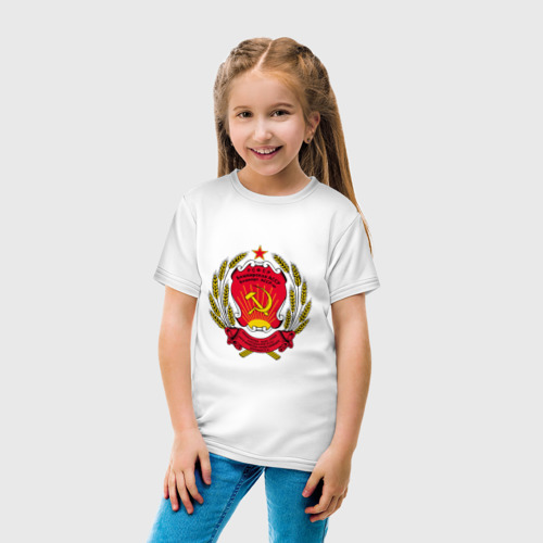 Детская футболка хлопок Герб Башкортостана, цвет белый - фото 5