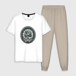 Мужская пижама с белой футболкой хлопок Герб Башкортостана