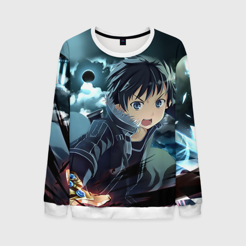 Мужской свитшот 3D Kirito агрессивный, цвет белый