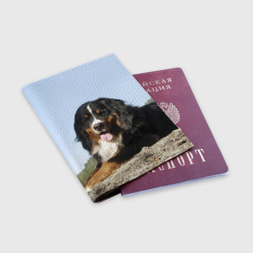 Обложка для паспорта матовая кожа Бернский зенненхунд, цвет пыльно-розовый - фото 3