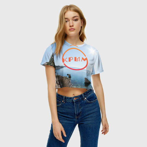 Женская футболка Crop-top 3D Крым, цвет 3D печать - фото 4