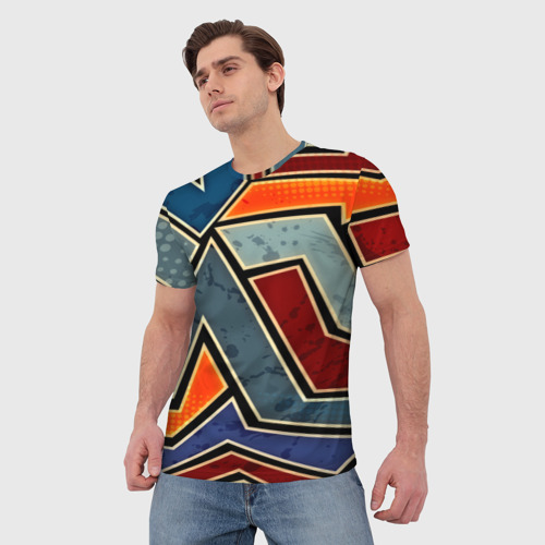 Мужская футболка 3D Линии геометрии, цвет 3D печать - фото 3