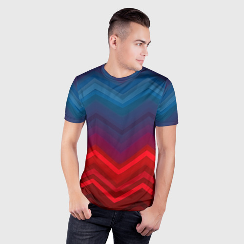 Мужская футболка 3D Slim Zigzag pattern, цвет 3D печать - фото 3