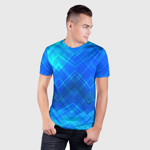 Мужская футболка 3D Slim Геометрия линий, цвет 3D печать - фото 3