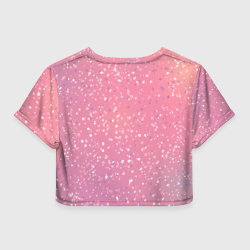 Женская футболка Crop-top 3D Keep calm and love pink, цвет 3D печать - фото 2