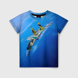 Детская футболка 3D Су 35 в голубом небе