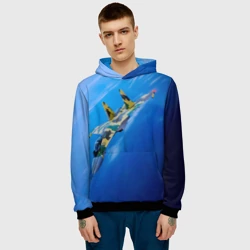 Мужская толстовка 3D Су 35 в голубом небе - фото 2
