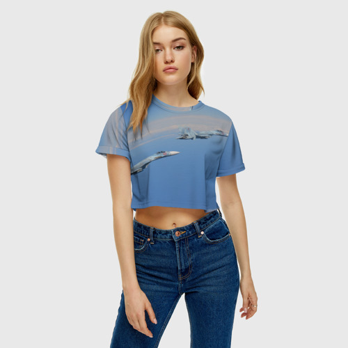 Женская футболка Crop-top 3D Боевой строй, цвет 3D печать - фото 3