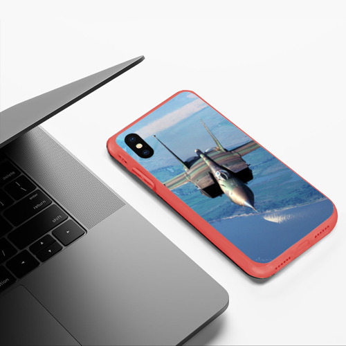 Чехол для iPhone XS Max матовый МиГ-31, цвет красный - фото 5