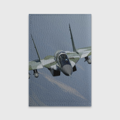 Обложка для паспорта матовая кожа MiG-29SMT, цвет черный - фото 2