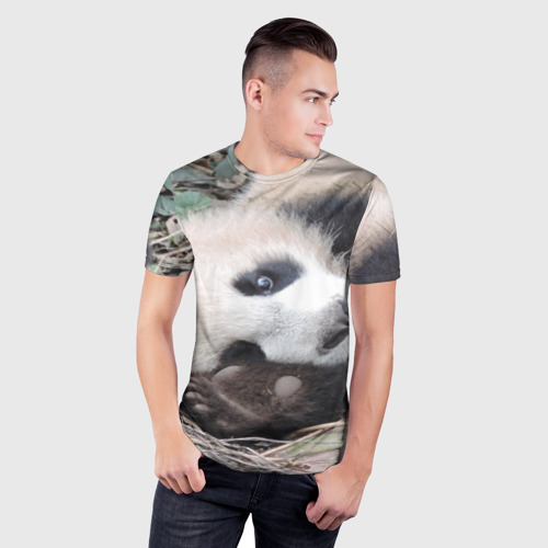 Мужская футболка 3D Slim Лапка панда, цвет 3D печать - фото 3