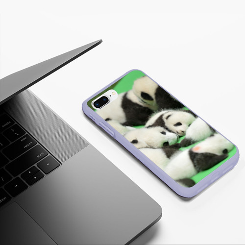 Чехол для iPhone 7Plus/8 Plus матовый Новорожденные панды, цвет светло-сиреневый - фото 5