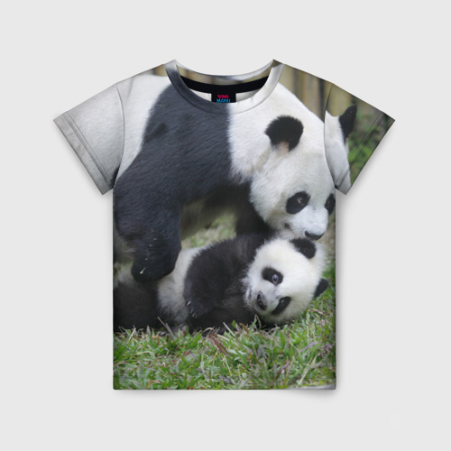 Детская футболка 3D Мамочка и сыночек панды