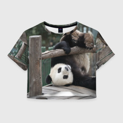 Женская футболка Crop-top 3D Паркур панда